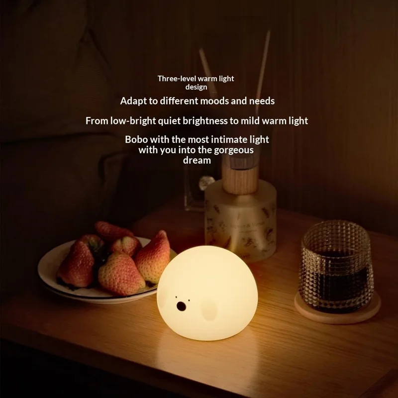 Bopo Silicone 2-Speed Timer Night Light Simple Animal Touch-Sensitive Control Lamp USB-C Rechargeable