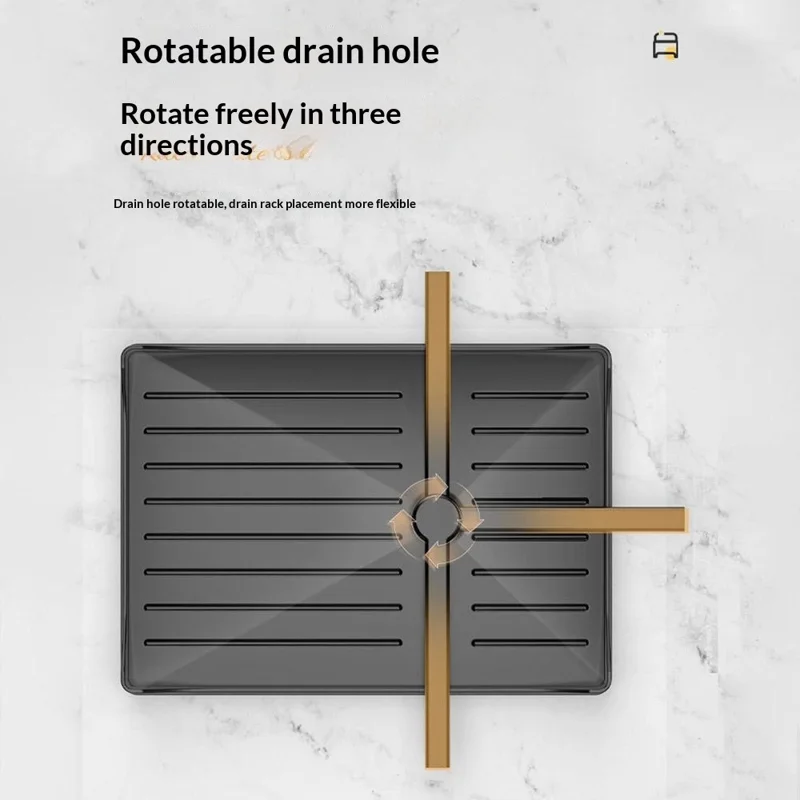 Rejilla de drenaje de acero al carbono Escurridor de platos multifuncional con pequeño cesto para cubiertos Organizador estable de utensilios - Negro