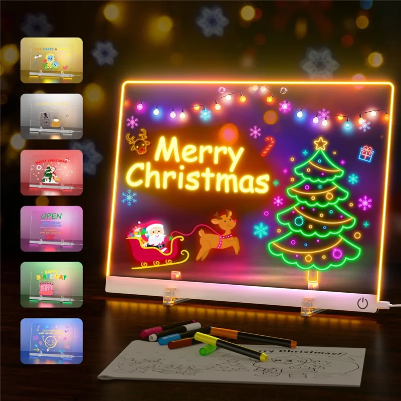 30 x 20cm Acrylic LED Writing Board Touch Control DIY Drawing Illuminated Message Board Children Gift