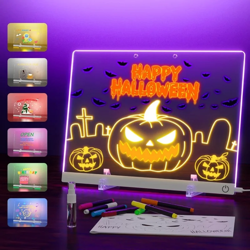 30 x 20cm Acrylic LED Writing Board Touch Control DIY Drawing Illuminated Message Board Children Gift