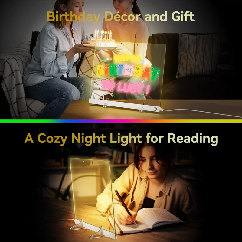 30 x 20cm Acrylic LED Writing Board Touch Control DIY Drawing Illuminated Message Board Children Gift