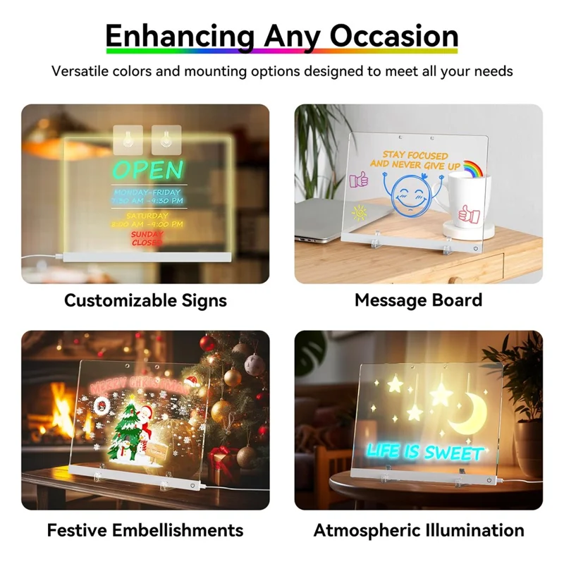 30 x 20cm Acrylic LED Writing Board Touch Control DIY Drawing Illuminated Message Board Children Gift