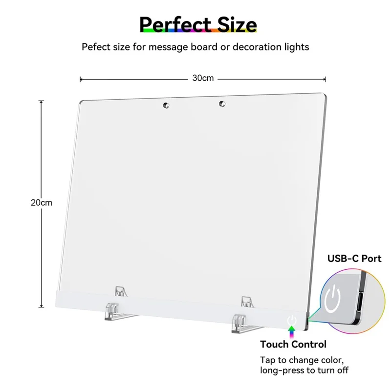 30 x 20cm Acrylic LED Writing Board Touch Control DIY Drawing Illuminated Message Board Children Gift