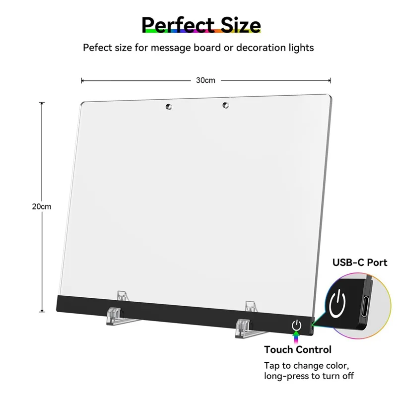 Black Edge 30×20cm Rechargeable LED Glowing Drawing Board Gift for Kids DIY Erasable Glowing Drawing Board