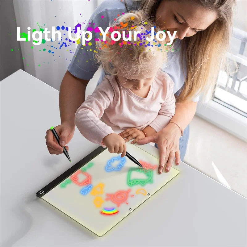 Black Edge 35×25cm DIY LED Writing Board Gift for Kids Rechargeable Illuminated Drawing Pad Holiday Atmosphere Light