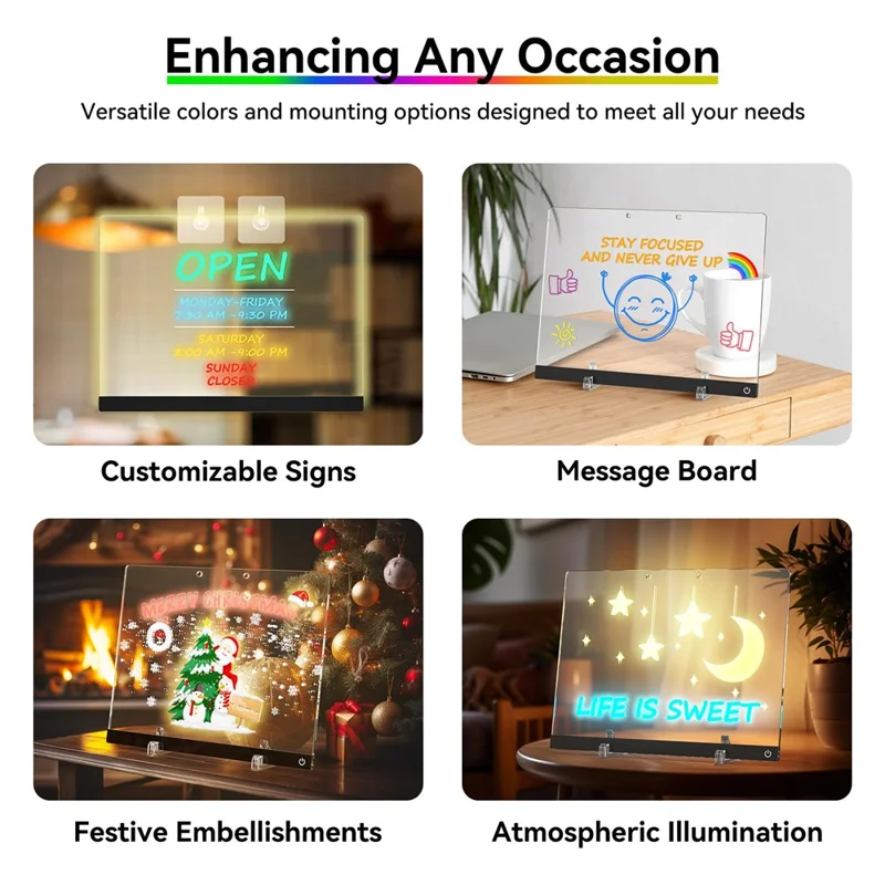 Black Edge 35×25cm DIY LED Writing Board Gift for Kids Rechargeable Illuminated Drawing Pad Holiday Atmosphere Light