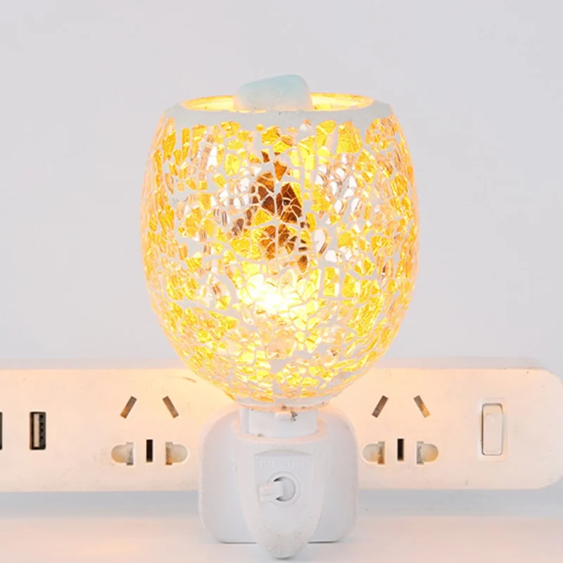 Mosaic Mirror Surface Aroma Lamp Electric Wax Melter Fragrance Diffuser Night Light, EU Plug - Style 1