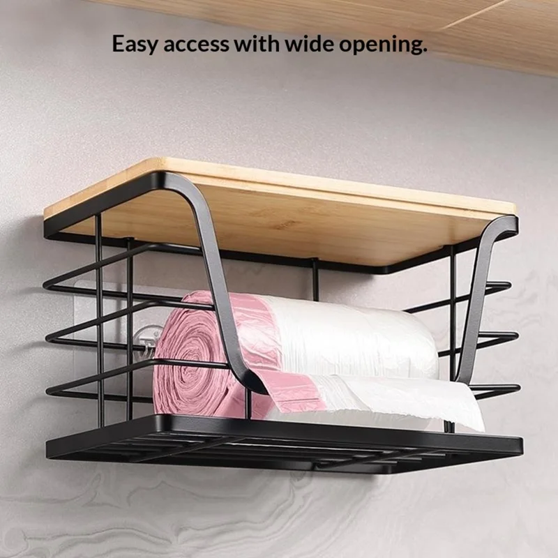 2 шт. / комплект, стопка органайзеров для кухонной стойки, диспенсер для мусорных пакетов с бамбуковой крышкой, настенный контейнер для фруктов и овощей