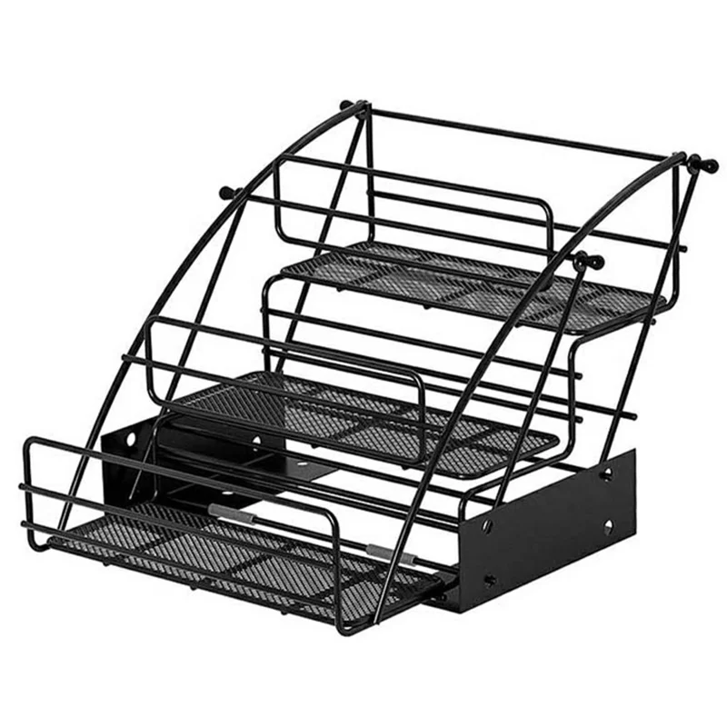 3-Tier Expandable Spice Rack Organizer Iron Kitchen Storage Shelf for Cabinet Countertop Pantry - Black