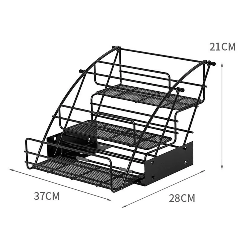 3-Tier Expandable Spice Rack Organizer Iron Kitchen Storage Shelf for Cabinet Countertop Pantry - Black