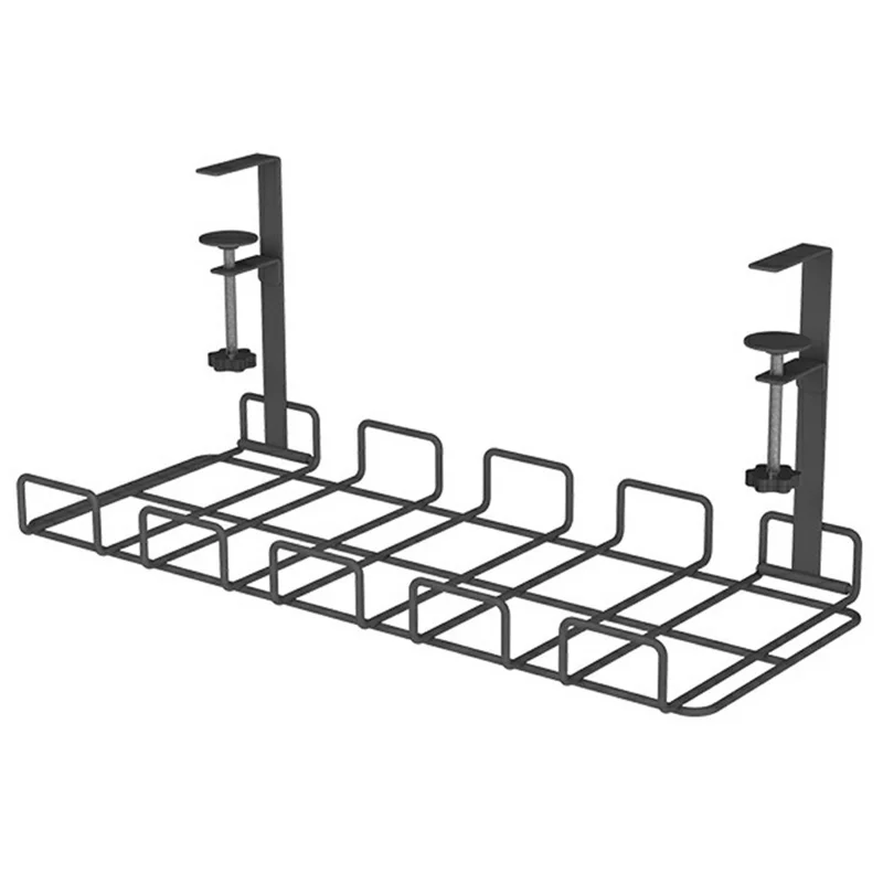 Under Desk Cable Management Tray Adjustable Wire Organizer No Drill Cord Holder for Office  /  Home
