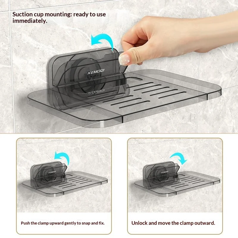 KEMOQI Suction Cup Router Storage Rack Wall-Mounted Organizer Bracket Stable Router Shelf For Home - Grey