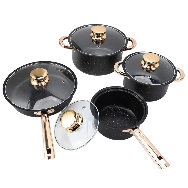 4Pcs / Set Non Stick Maifanite Stone Coating Cookware Set with Frying Pan Milk Pot and Soup Pot (BPA Free, No FDA)