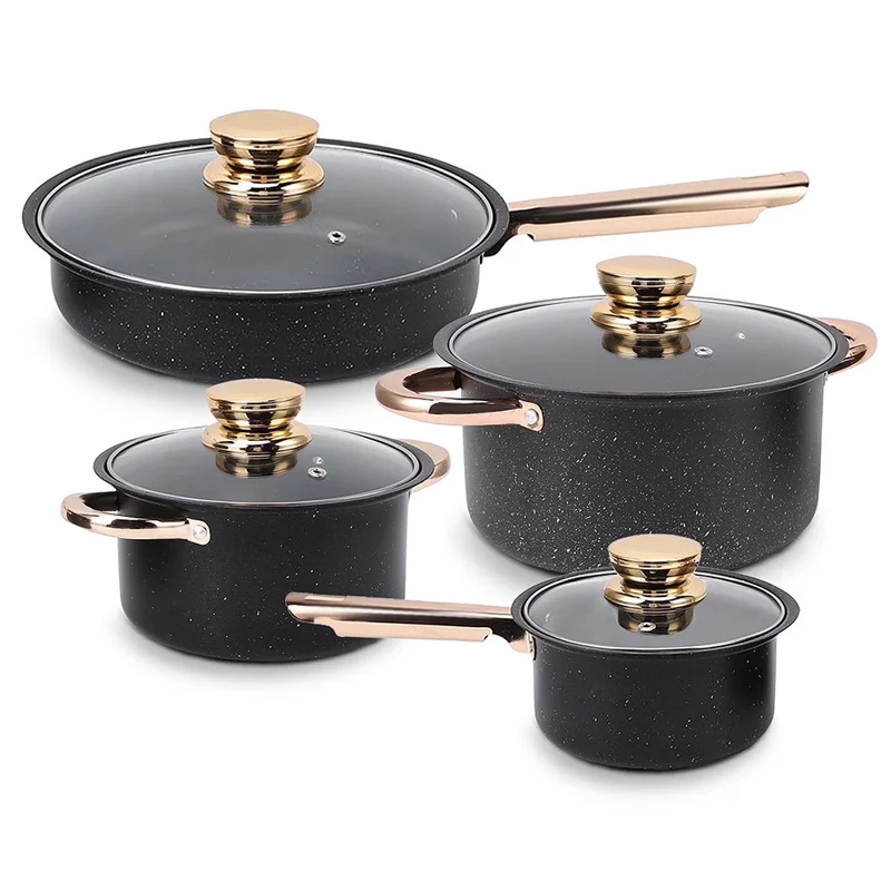 4Pcs / Set Non Stick Maifanite Stone Coating Cookware Set with Frying Pan Milk Pot and Soup Pot (BPA Free, No FDA)