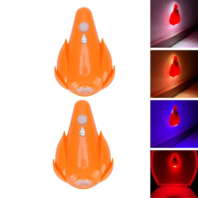 2Pcs Smart Motion Sensor Toilet Light for Toilet Bowl / Hallway Rechargeable RGB LED Lamp - Orange