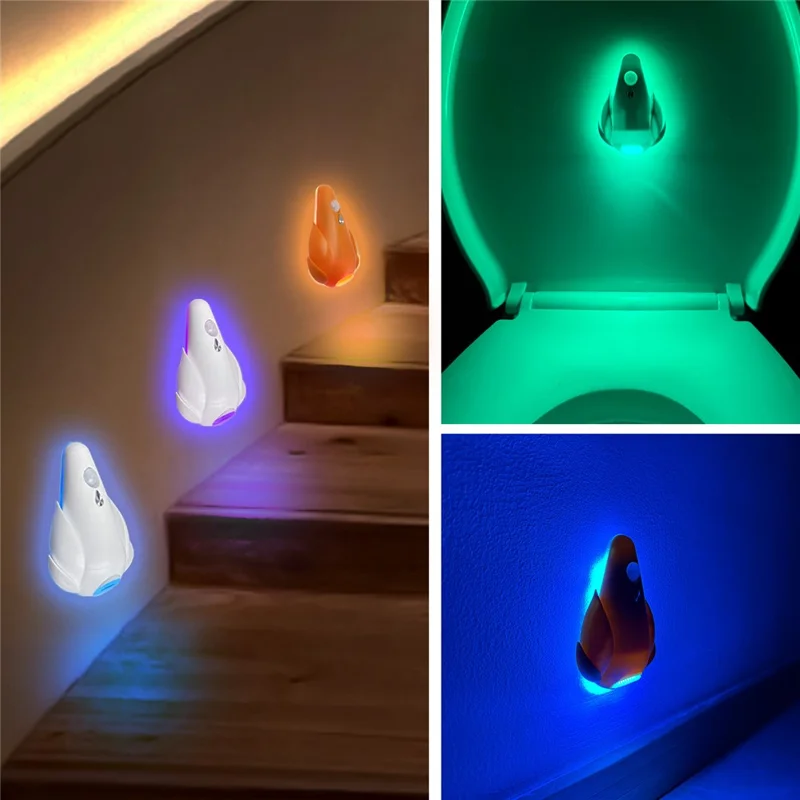 2Pcs Smart Motion Sensor Toilet Light for Toilet Bowl / Hallway Rechargeable RGB LED Lamp - Orange