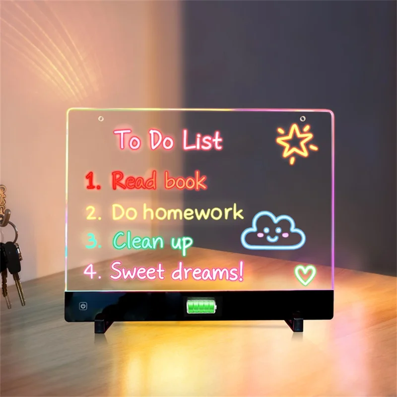 Tablette de dessin LED F12 20 x 30 cm pour enfants, tableau à griffonner en acrylique avec intensité réglable, livrée avec 7 stylos de couleur