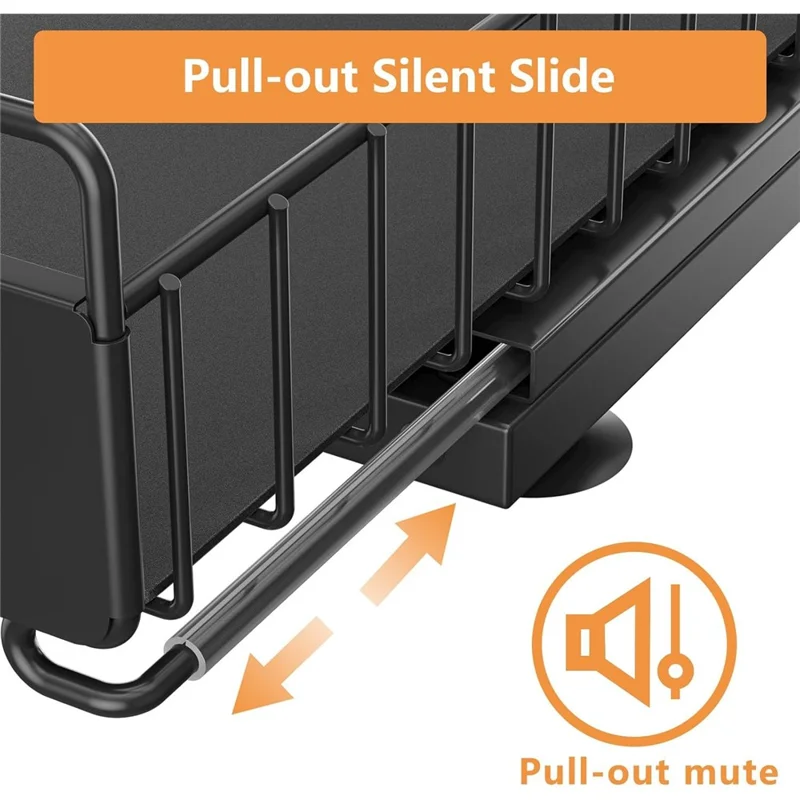 Verstellbarer zweilagiger Küchenspülenschrank-Organizer mit Ausziehfach, Ablage für Gewürze unter dem Waschbecken - Schwarz