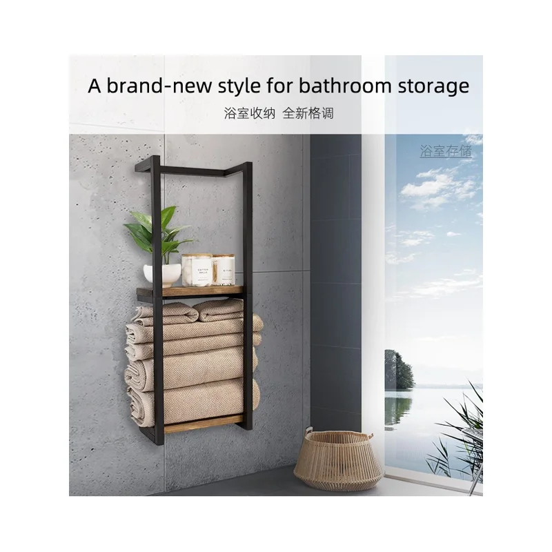 Toallero de Pared Organizador de Baño Barra de Toallas de Hierro Estante de Almacenamiento para Ducha para Artículos de Aseo / Toallas de Mano / Toallas de Baño