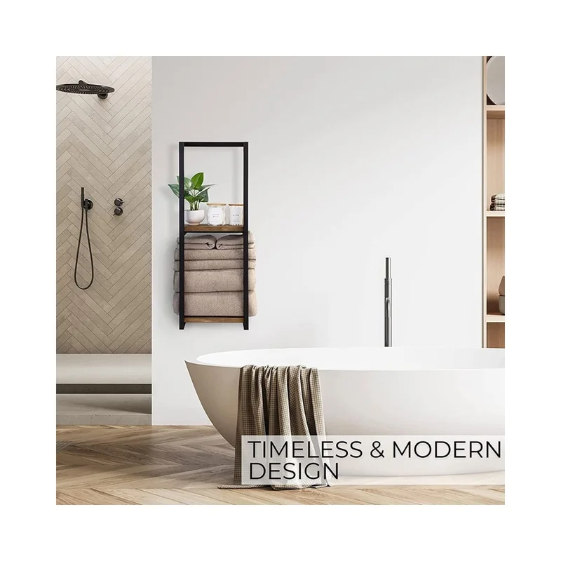 Toallero de Pared Organizador de Baño Barra de Toallas de Hierro Estante de Almacenamiento para Ducha para Artículos de Aseo / Toallas de Mano / Toallas de Baño