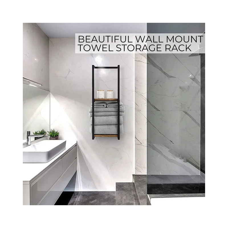 Toallero de Pared Organizador de Baño Barra de Toallas de Hierro Estante de Almacenamiento para Ducha para Artículos de Aseo / Toallas de Mano / Toallas de Baño