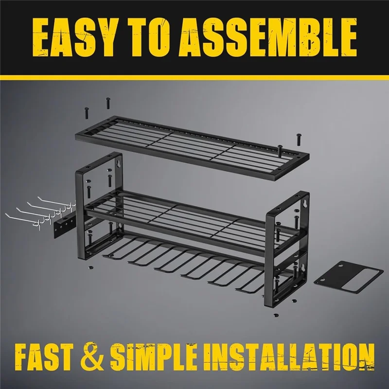 3-stufiges wandmontiertes Regal mit 7 Fächern, robuste Aufbewahrungslösung für Elektrowerkzeuge, Standardversion