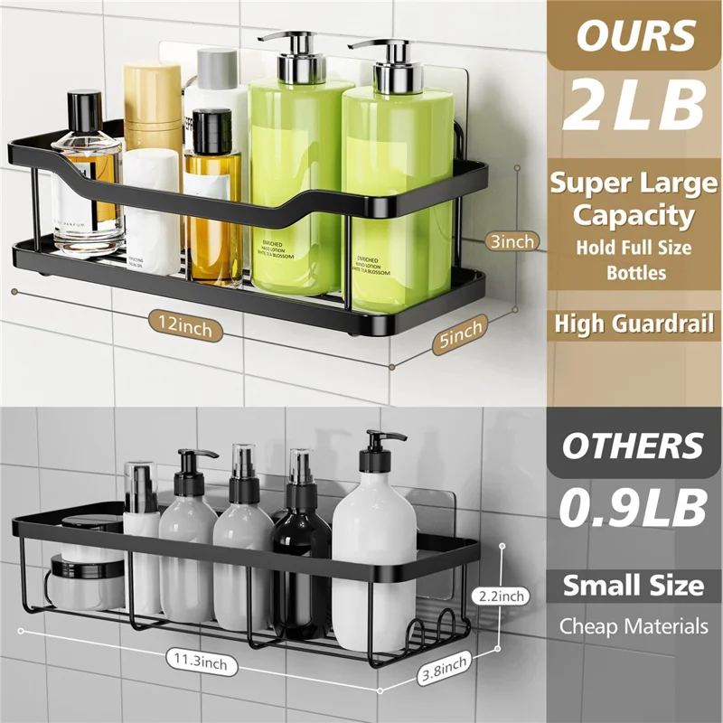 Ensemble de 2 étagères en acier inoxydable pour salle de bain, rangement mural, étagère avec drainage pour douche, organisateur