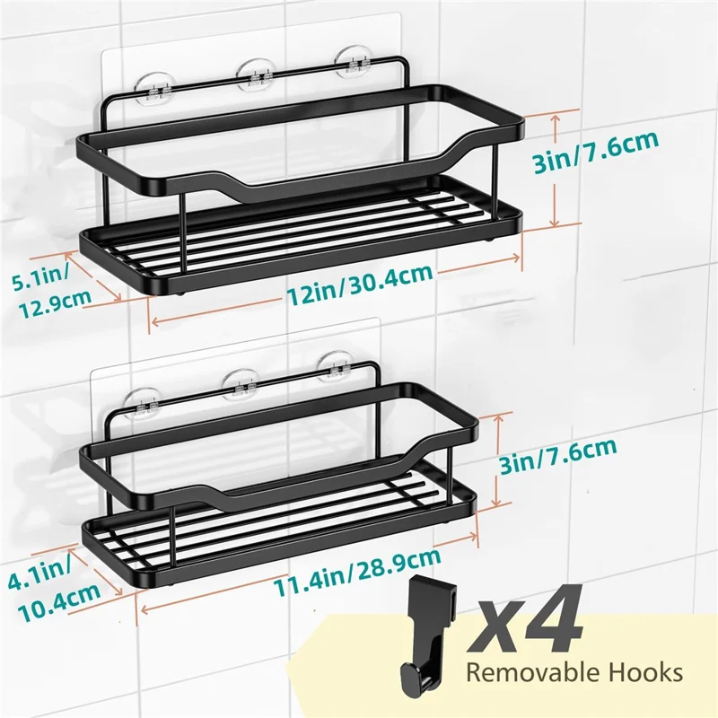 Ensemble de 2 étagères en acier inoxydable pour salle de bain, rangement mural, étagère avec drainage pour douche, organisateur