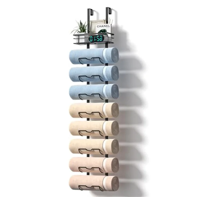 Porte-serviettes suspendu à 9 niveaux, organisateur de salle de bain, cintre de douche, étagère de rangement pour shampoing / gel douche / articles de toilette - Noir