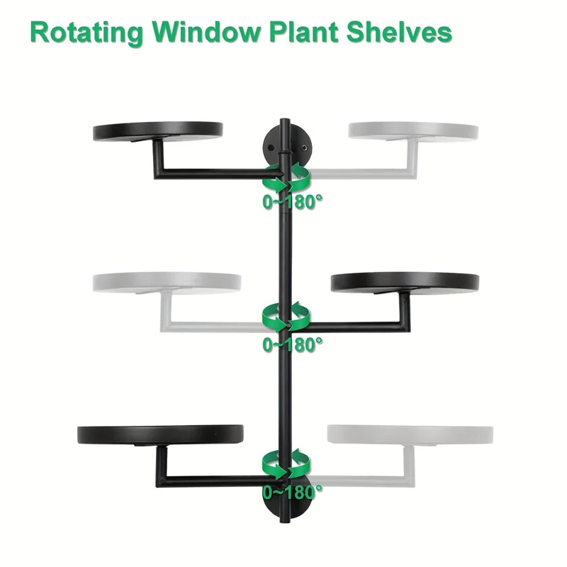 Drehbarer Pflanzenständer zur Wandmontage, mehrstufiges Eisen-Ausstellungsregal für Pflanzentöpfe, Pflanzenregal für Fenster, Balkon, Wohnaccessoires
