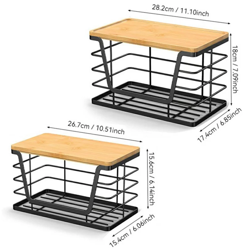 2Pcs Kitchen Sink Organizer Trash Bag Holder Fruit Storage Basket Wall Mounted Cabinet Hanging Shelf