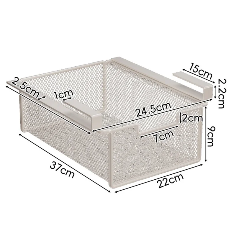 Small Iron Drawer Hanging Basket Multi-Functional Clothes Storage Layered Rack for Home Wardrobe - White