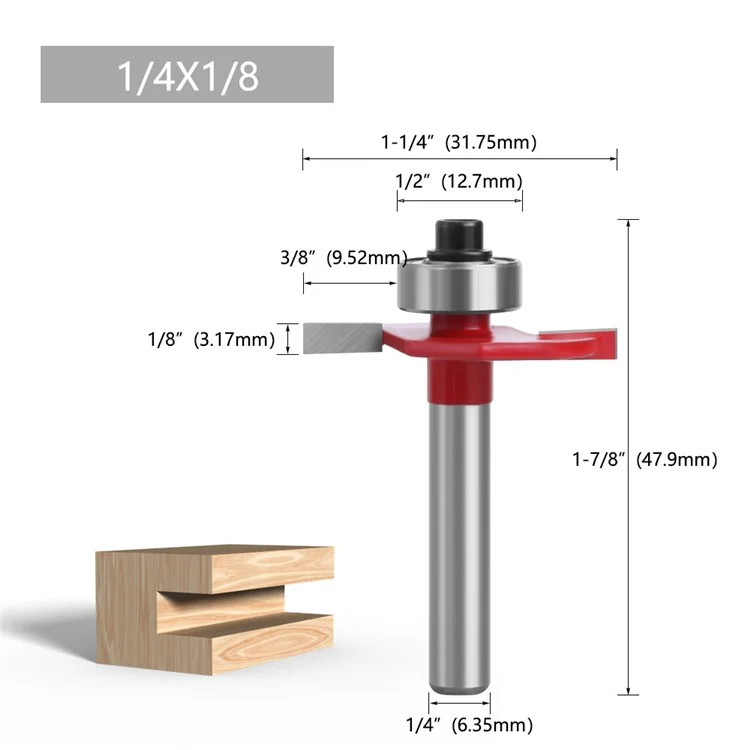 C0714403R Bit de Enrutador en Forma de t 1 / 4 "x1 / Herramienta de Carcasa de Molinería de Vástago de 8 "para la Aleación Para Madera Para Madera MDF