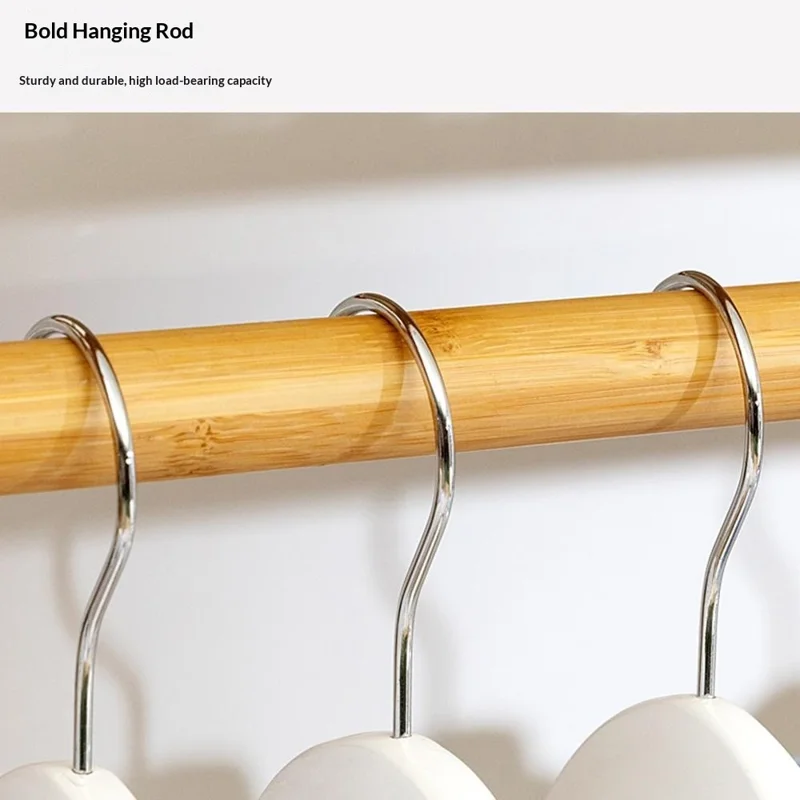 Bamboo 130cm Floor-Standing Coat Rack Strong Load-Bearing Capacity Trapezoidal Storage Shelf for Home - Natural