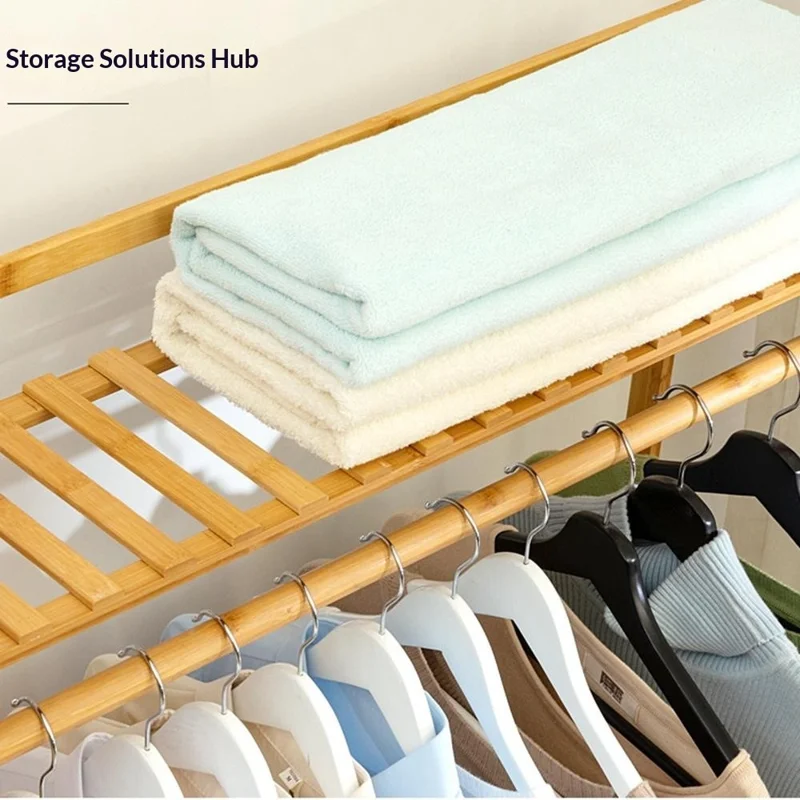 Bamboo 190cm Trapezoidal Floor-Standing Coat Rack Strong Load-Bearing Capacity Storage Shelf for Home - Natural