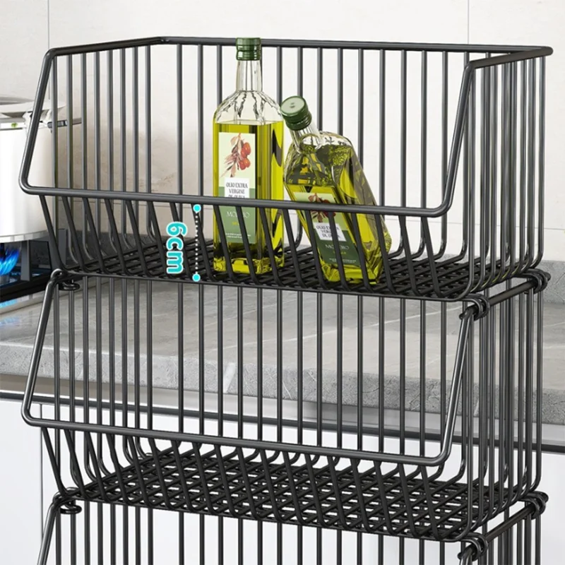Kitchen Vegetable Storage Rack 4-Tier Rolling Cart Fruit Organizer Storage Holder Floor Standing Shelving