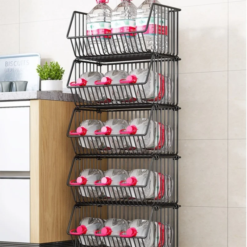 Kitchen Vegetable Storage Rack 5-Tier Rolling Cart Fruit Organizer Storage Holder Floor Standing Shelving