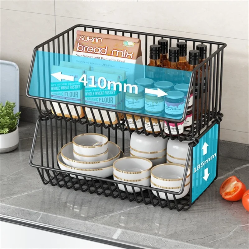Kitchen Vegetable Storage Rack 2 Tier Fruit Organizer Multi-Function Rolling Cart Floor Standing Shelf Basket