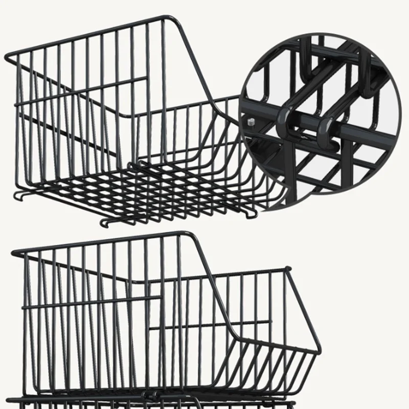 Kitchen Vegetable Storage Rack 2 Tier Fruit Organizer Multi-Function Rolling Cart Floor Standing Shelf Basket