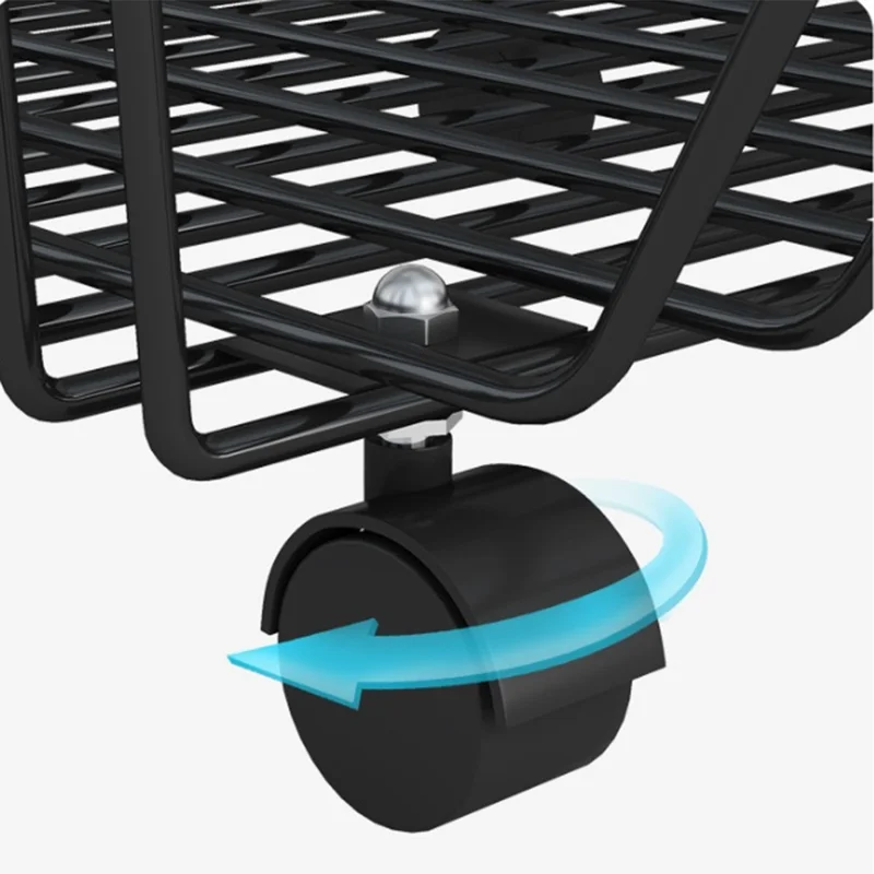 Kitchen Vegetable Storage Rack 3 Tier Fruit Organizer Multi-Function Rolling Cart Floor Standing Shelf Basket - Black