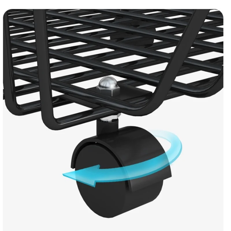 Kitchen Vegetable Storage Rack 4 Tier Fruit Organizer Multi-Function Rolling Cart Floor Standing Shelf Basket - Black