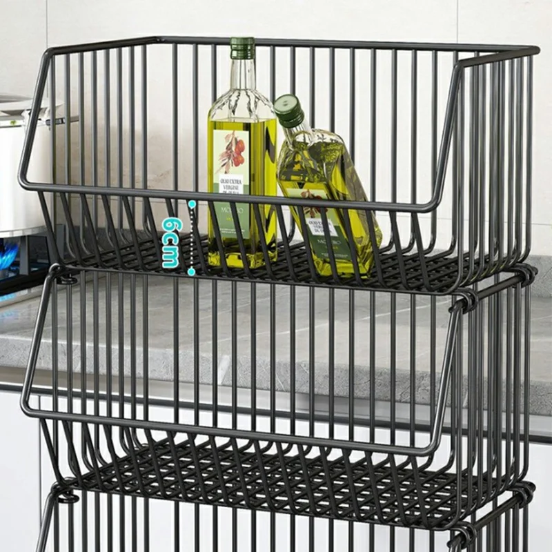 Grand chariot de rangement de cuisine à 5 niveaux pour légumes et fruits, chariot roulant de grande capacité, étagère debout - Noir