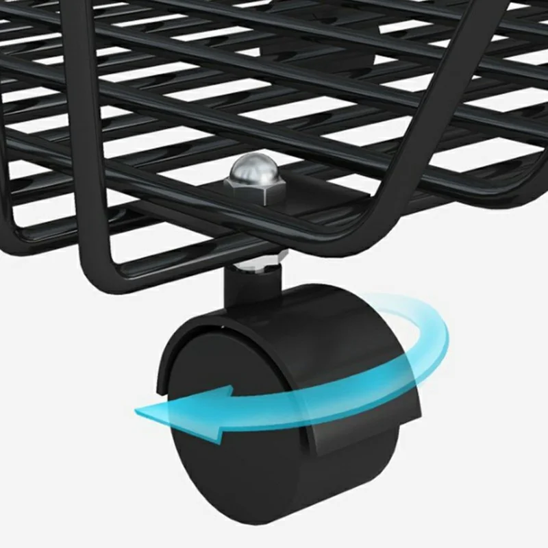 Grand chariot de rangement de cuisine à 5 niveaux pour légumes et fruits, chariot roulant de grande capacité, étagère debout - Noir