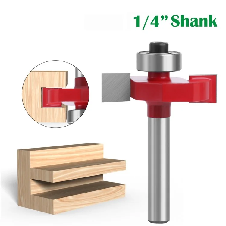 C0714410R 1 / 4"x3 / 8" Shank Router Bit T-Shape Grooving Cutter Alloy Milling Cutter for Wood MDF Woodworking Tool