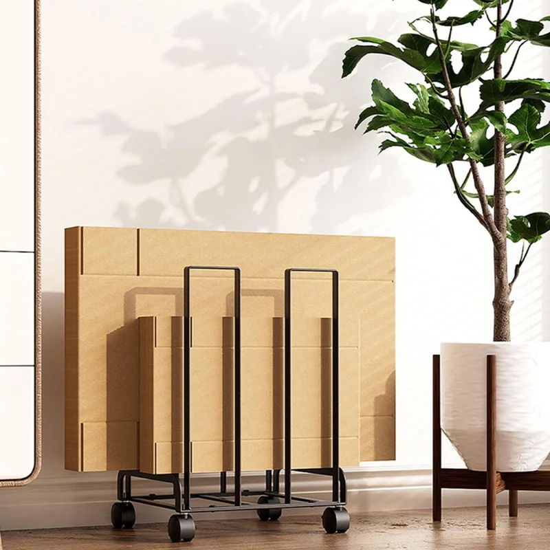 31×26×43.5cm Movable Cardboard Storage Rack 220 LBS Capacity Rolling Paper Box Organizer Shelf for Home Warehouse Garage - Black