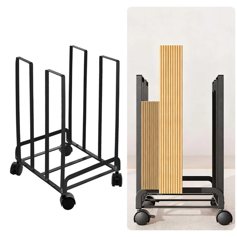 31×26×43.5cm Movable Cardboard Storage Rack 220 LBS Capacity Rolling Paper Box Organizer Shelf for Home Warehouse Garage - Black