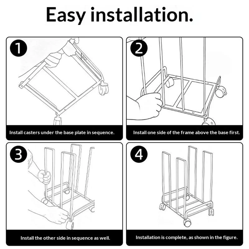 31×26×43.5cm Movable Cardboard Storage Rack 220 LBS Capacity Rolling Paper Box Organizer Shelf for Home Warehouse Garage - Black