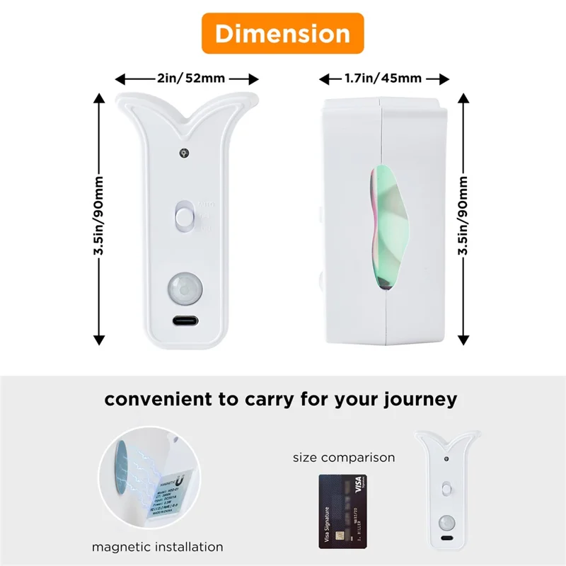 HDD-01 2Pcs Butterfly Shape Rechargeable LED Night Light Magnetic Motion Sensor Wall Lamp