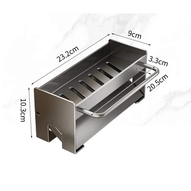 Estante Organizador para Fregadero de Acero de Carbono Ahorrador de Espacio con Barra para Toallas y Estante de Drenaje - Negro