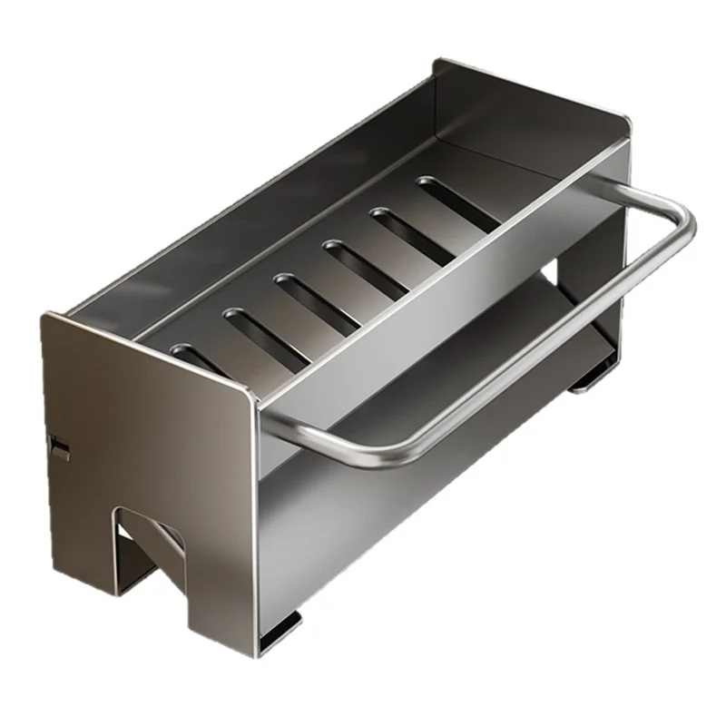 Estante Organizador para Fregadero de Acero de Carbono Ahorrador de Espacio con Barra para Toallas y Estante de Drenaje - Negro